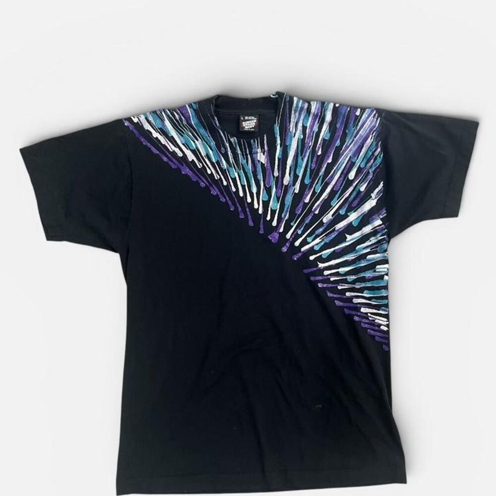 Vintage 90s Screen Stars Best Paint Drip Splatter Abstract Graphic Tee L